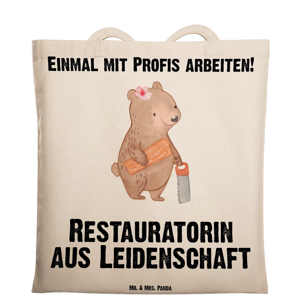 Tragetasche Restauratorin aus Leidenschaft Beuteltasche, Beutel, Einkaufstasche, Jutebeutel, Stoffbeutel, Tasche, Shopper, Umhängetasche, Strandtasche, Schultertasche, Stofftasche, Tragetasche, Badetasche, Jutetasche, Einkaufstüte, Laptoptasche, Beruf, Ausbildung, Jubiläum, Abschied, Rente, Kollege, Kollegin, Geschenk, Schenken, Arbeitskollege, Mitarbeiter, Firma, Danke, Dankeschön