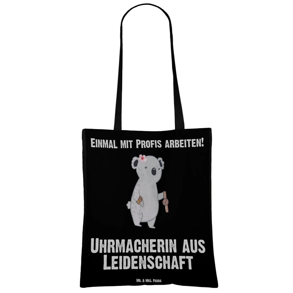 Tragetasche Uhrmacherin aus Leidenschaft Beuteltasche, Beutel, Einkaufstasche, Jutebeutel, Stoffbeutel, Tasche, Shopper, Umhängetasche, Strandtasche, Schultertasche, Stofftasche, Tragetasche, Badetasche, Jutetasche, Einkaufstüte, Laptoptasche, Beruf, Ausbildung, Jubiläum, Abschied, Rente, Kollege, Kollegin, Geschenk, Schenken, Arbeitskollege, Mitarbeiter, Firma, Danke, Dankeschön