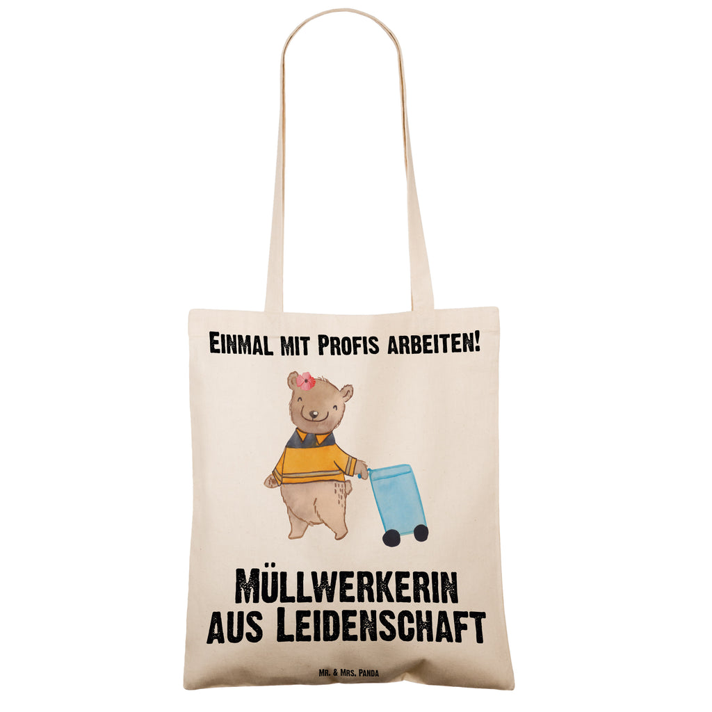 Tragetasche Müllwerkerin aus Leidenschaft Beuteltasche, Beutel, Einkaufstasche, Jutebeutel, Stoffbeutel, Tasche, Shopper, Umhängetasche, Strandtasche, Schultertasche, Stofftasche, Tragetasche, Badetasche, Jutetasche, Einkaufstüte, Laptoptasche, Beruf, Ausbildung, Jubiläum, Abschied, Rente, Kollege, Kollegin, Geschenk, Schenken, Arbeitskollege, Mitarbeiter, Firma, Danke, Dankeschön, Müllwerkerin, Fachkraft Kreislauf- und Abfallwirtschaft, Müllentsorgerin, Kehrichtfrau, Müllfrau, Müllfahreriin