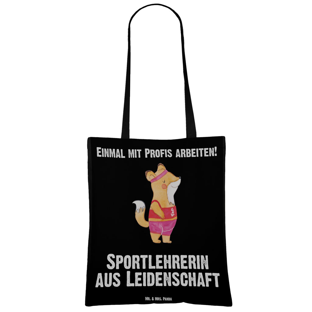 Tragetasche Sportlehrerin aus Leidenschaft Beuteltasche, Beutel, Einkaufstasche, Jutebeutel, Stoffbeutel, Tasche, Shopper, Umhängetasche, Strandtasche, Schultertasche, Stofftasche, Tragetasche, Badetasche, Jutetasche, Einkaufstüte, Laptoptasche, Beruf, Ausbildung, Jubiläum, Abschied, Rente, Kollege, Kollegin, Geschenk, Schenken, Arbeitskollege, Mitarbeiter, Firma, Danke, Dankeschön