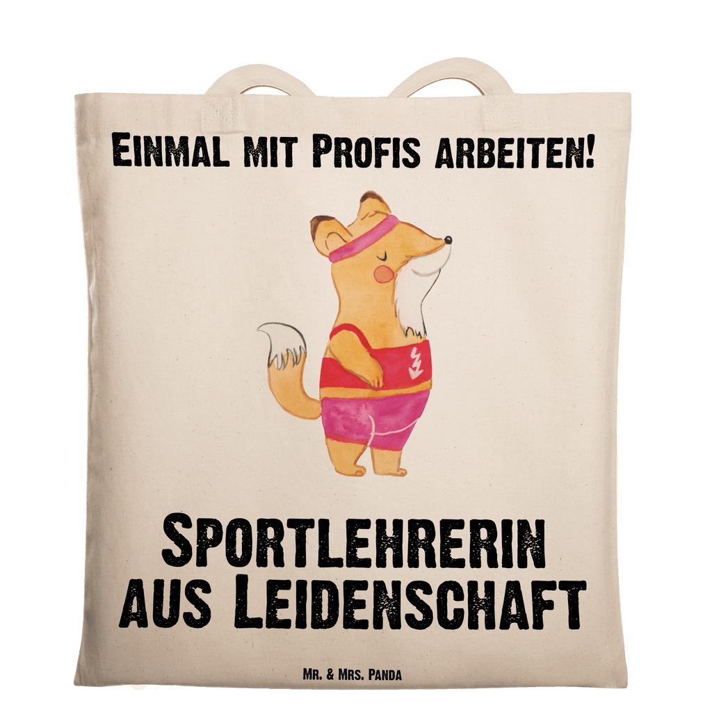 Tragetasche Sportlehrerin aus Leidenschaft Beuteltasche, Beutel, Einkaufstasche, Jutebeutel, Stoffbeutel, Tasche, Shopper, Umhängetasche, Strandtasche, Schultertasche, Stofftasche, Tragetasche, Badetasche, Jutetasche, Einkaufstüte, Laptoptasche, Beruf, Ausbildung, Jubiläum, Abschied, Rente, Kollege, Kollegin, Geschenk, Schenken, Arbeitskollege, Mitarbeiter, Firma, Danke, Dankeschön