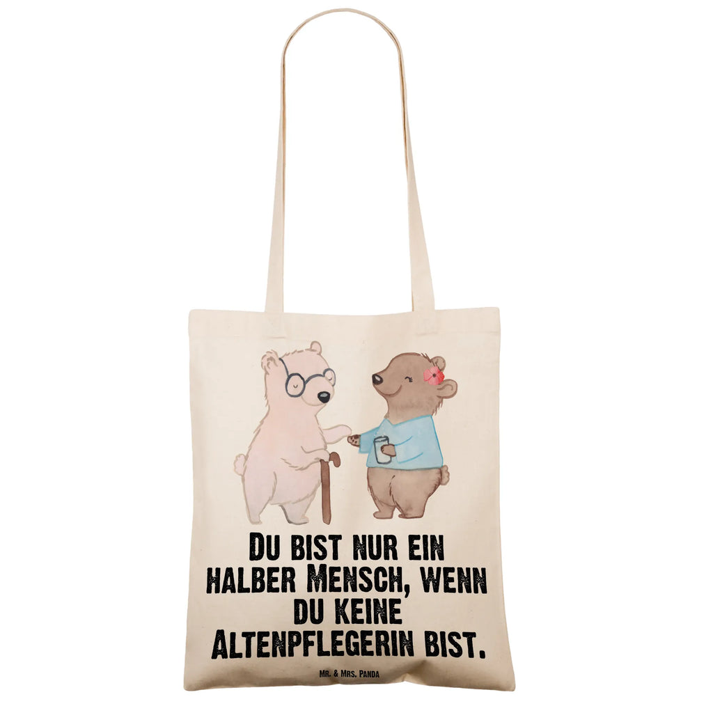 Tragetasche Altenpflegerin mit Herz Beuteltasche, Beutel, Einkaufstasche, Jutebeutel, Stoffbeutel, Tasche, Shopper, Umhängetasche, Strandtasche, Schultertasche, Stofftasche, Tragetasche, Badetasche, Jutetasche, Einkaufstüte, Laptoptasche, Beruf, Ausbildung, Jubiläum, Abschied, Rente, Kollege, Kollegin, Geschenk, Schenken, Arbeitskollege, Mitarbeiter, Firma, Danke, Dankeschön, Altenpflegerin, Pflegerin, Altenheim Eröffnung