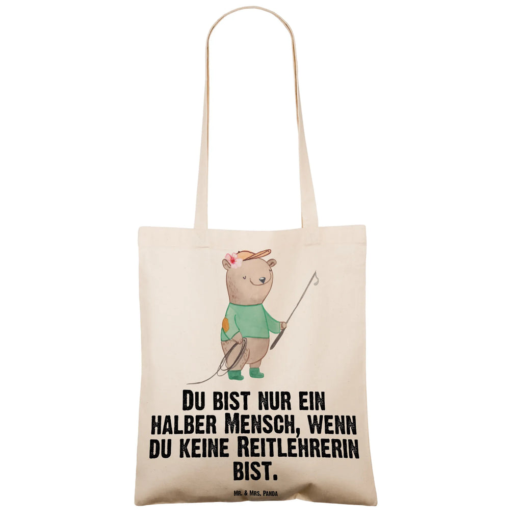 Tragetasche Reitlehrerin mit Herz Beuteltasche, Beutel, Einkaufstasche, Jutebeutel, Stoffbeutel, Tasche, Shopper, Umhängetasche, Strandtasche, Schultertasche, Stofftasche, Tragetasche, Badetasche, Jutetasche, Einkaufstüte, Laptoptasche, Beruf, Ausbildung, Jubiläum, Abschied, Rente, Kollege, Kollegin, Geschenk, Schenken, Arbeitskollege, Mitarbeiter, Firma, Danke, Dankeschön