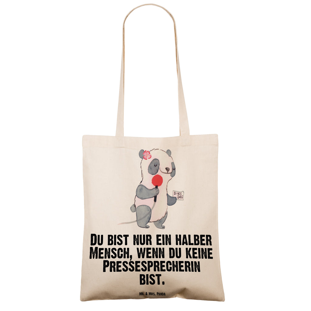 Tragetasche Pressesprecherin mit Herz Beuteltasche, Beutel, Einkaufstasche, Jutebeutel, Stoffbeutel, Tasche, Shopper, Umhängetasche, Strandtasche, Schultertasche, Stofftasche, Tragetasche, Badetasche, Jutetasche, Einkaufstüte, Laptoptasche, Beruf, Ausbildung, Jubiläum, Abschied, Rente, Kollege, Kollegin, Geschenk, Schenken, Arbeitskollege, Mitarbeiter, Firma, Danke, Dankeschön