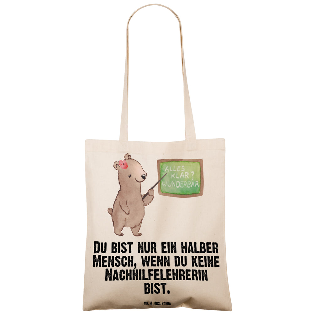 Tragetasche Nachhilfelehrerin mit Herz Beuteltasche, Beutel, Einkaufstasche, Jutebeutel, Stoffbeutel, Tasche, Shopper, Umhängetasche, Strandtasche, Schultertasche, Stofftasche, Tragetasche, Badetasche, Jutetasche, Einkaufstüte, Laptoptasche, Beruf, Ausbildung, Jubiläum, Abschied, Rente, Kollege, Kollegin, Geschenk, Schenken, Arbeitskollege, Mitarbeiter, Firma, Danke, Dankeschön, Nachhilfelehrerin, Nachhilfeschule, Nachhilfeunterricht