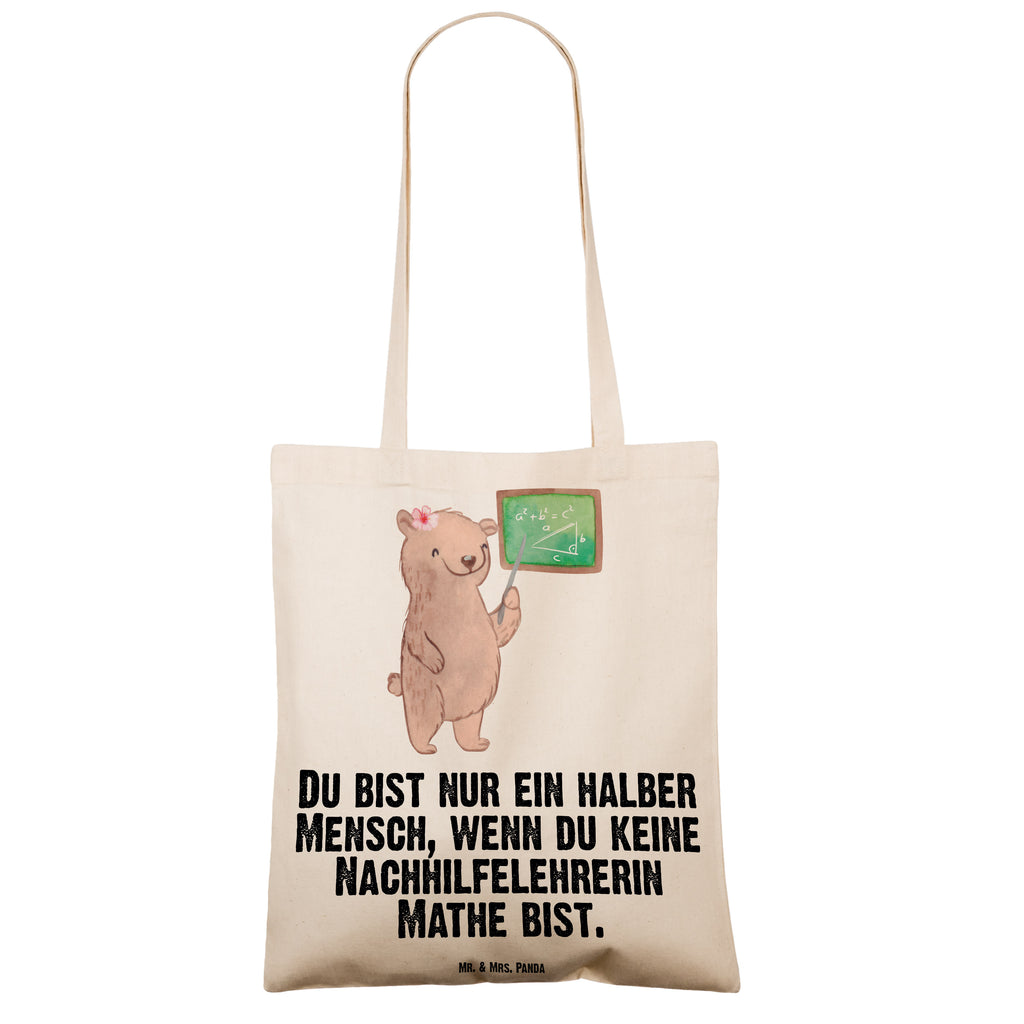 Tragetasche Nachhilfelehrerin Mathe mit Herz Beuteltasche, Beutel, Einkaufstasche, Jutebeutel, Stoffbeutel, Tasche, Shopper, Umhängetasche, Strandtasche, Schultertasche, Stofftasche, Tragetasche, Badetasche, Jutetasche, Einkaufstüte, Laptoptasche, Beruf, Ausbildung, Jubiläum, Abschied, Rente, Kollege, Kollegin, Geschenk, Schenken, Arbeitskollege, Mitarbeiter, Firma, Danke, Dankeschön, Mathematik Nachhilfelehrerin, Mathe Nachhilfe, Nachhilfeunterrricht