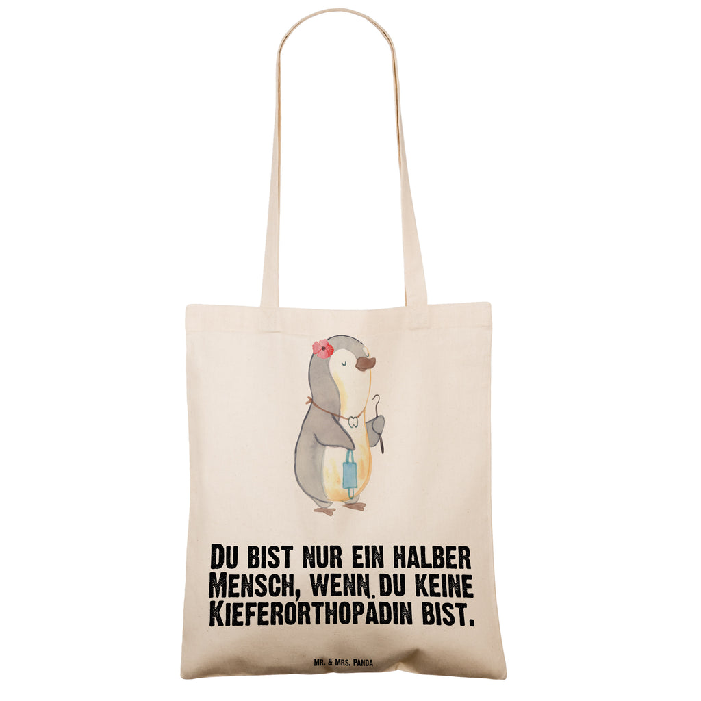 Tragetasche Kieferorthopädin mit Herz Beuteltasche, Beutel, Einkaufstasche, Jutebeutel, Stoffbeutel, Tasche, Shopper, Umhängetasche, Strandtasche, Schultertasche, Stofftasche, Tragetasche, Badetasche, Jutetasche, Einkaufstüte, Laptoptasche, Beruf, Ausbildung, Jubiläum, Abschied, Rente, Kollege, Kollegin, Geschenk, Schenken, Arbeitskollege, Mitarbeiter, Firma, Danke, Dankeschön