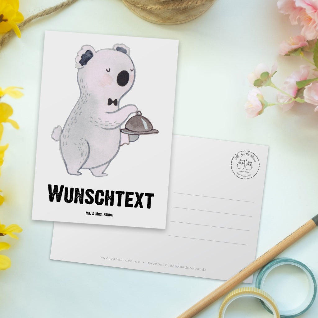 Personalisierte Postkarte Kellner mit Herz Postkarte mit Namen, Postkarte bedrucken, Postkarte mit Wunschtext, Postkarte personalisierbar, Geschenkkarte mit Namen, Grußkarte mit Namen, Karte mit Namen, Einladung mit Namen, Ansichtskarte mit Namen, Geschenkkarte mit Wunschtext, Grußkarte mit Wunschtext, Karte mit Wunschtext, Einladung mit Wunschtext, Ansichtskarte mit Wunschtext, Beruf, Ausbildung, Jubiläum, Abschied, Rente, Kollege, Kollegin, Geschenk, Schenken, Arbeitskollege, Mitarbeiter, Firma, Danke, Dankeschön, Kellner, Servicekraft, Restaurant, Ober