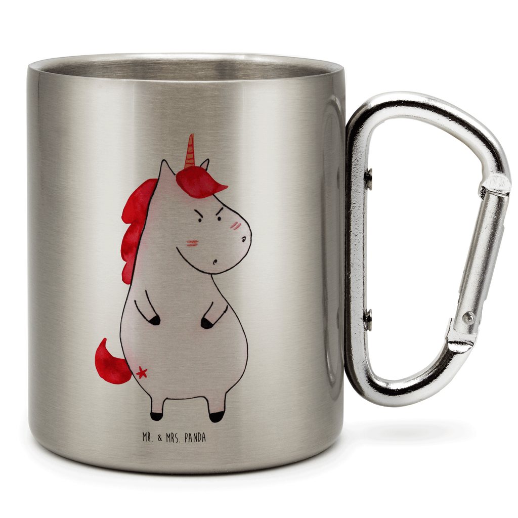 Edelstahlbecher Einhorn wütend Edelstahltasse, Karabiner, Edelstahlbecher, Outdoor, Camping, Tasse, Becher, Einhorn, Einhörner, Einhorn Deko, Pegasus, Unicorn, Realität, Ansage, lustlos, nein, Büro, Arbeit, wütend, dumme Fragen, lustig, Spaß, Geschenk