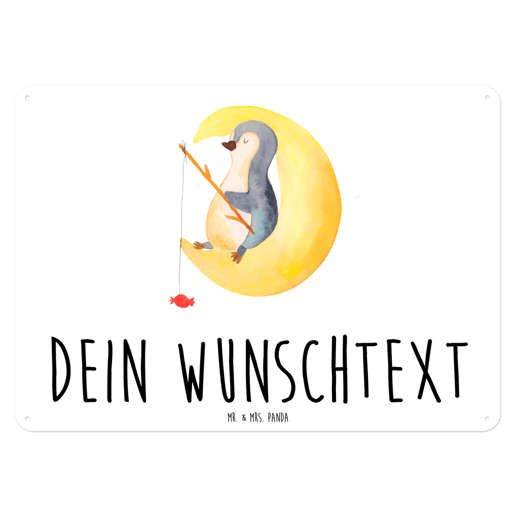 Personalisiertes Blechschild Pinguin Mond Blechschild, Metallschild, Geschenk Schild, Schild, Magnet-Metall-Schild, Deko Schild, Wandschild, Wand-Dekoration, Türschild, Pinguin, Pinguine, Spruch, schlafen, Nachtruhe, Einschlafen, Schlafzimmer, Schlafstörungen, Gästezimmer