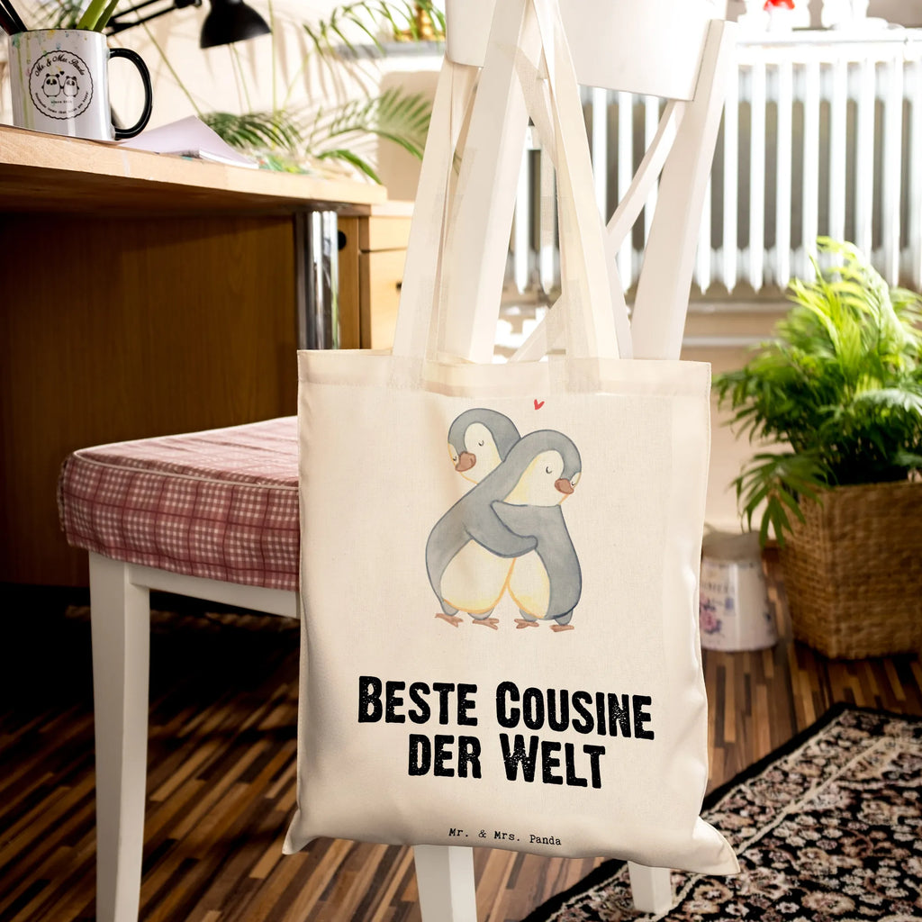 Tragetasche Pinguin Beste Cousine der Welt Beuteltasche, Beutel, Einkaufstasche, Jutebeutel, Stoffbeutel, Tasche, Shopper, Umhängetasche, Strandtasche, Schultertasche, Stofftasche, Tragetasche, Badetasche, Jutetasche, Einkaufstüte, Laptoptasche, für, Dankeschön, Geschenk, Schenken, Geburtstag, Geburtstagsgeschenk, Geschenkidee, Danke, Bedanken, Mitbringsel, Freude machen, Geschenktipp, Cousine, Kusine, Kousine, Cousinchen, Tochter von Onkel, Tochter von Tante, Familie, Verwandtschaft, Cousin