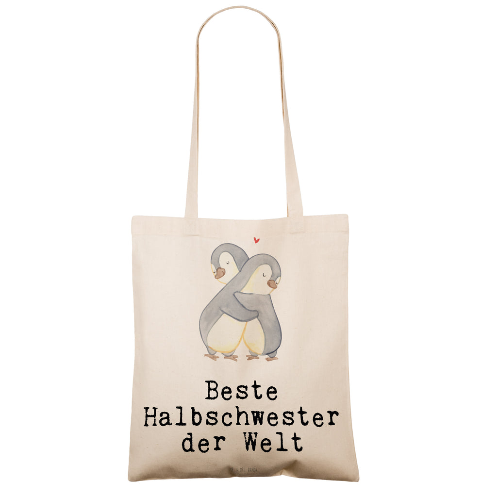 Tragetasche Pinguin Beste Halbschwester der Welt Beuteltasche, Beutel, Einkaufstasche, Jutebeutel, Stoffbeutel, Tasche, Shopper, Umhängetasche, Strandtasche, Schultertasche, Stofftasche, Tragetasche, Badetasche, Jutetasche, Einkaufstüte, Laptoptasche, für, Dankeschön, Geschenk, Schenken, Geburtstag, Geburtstagsgeschenk, Geschenkidee, Danke, Bedanken, Mitbringsel, Freude machen, Geschenktipp, Halbschwester, Stiefschwester, Stiefgeschwister, Schwestern, Schwester, Geschwister, Schwesterherz, Sister, Familie, Kleinigkeit, Beste, Tochter, Liebe, Kinder