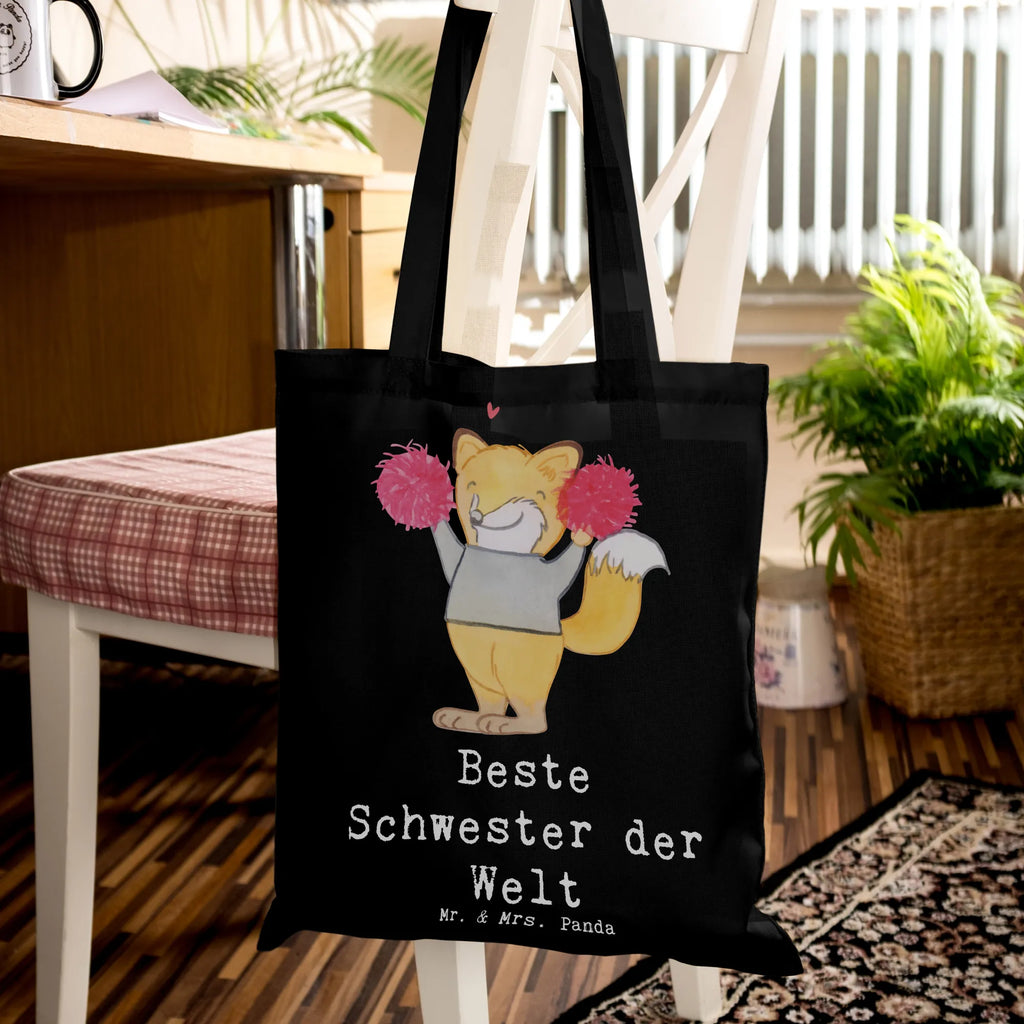 Tragetasche Fuchs Beste Schwester der Welt Beuteltasche, Beutel, Einkaufstasche, Jutebeutel, Stoffbeutel, Tasche, Shopper, Umhängetasche, Strandtasche, Schultertasche, Stofftasche, Tragetasche, Badetasche, Jutetasche, Einkaufstüte, Laptoptasche, für, Dankeschön, Geschenk, Schenken, Geburtstag, Geburtstagsgeschenk, Geschenkidee, Danke, Bedanken, Mitbringsel, Freude machen, Geschenktipp, Schwester, Geschwister, Schwesterherz, Sister, Familie, Kleinigkeit, Beste, Tochter