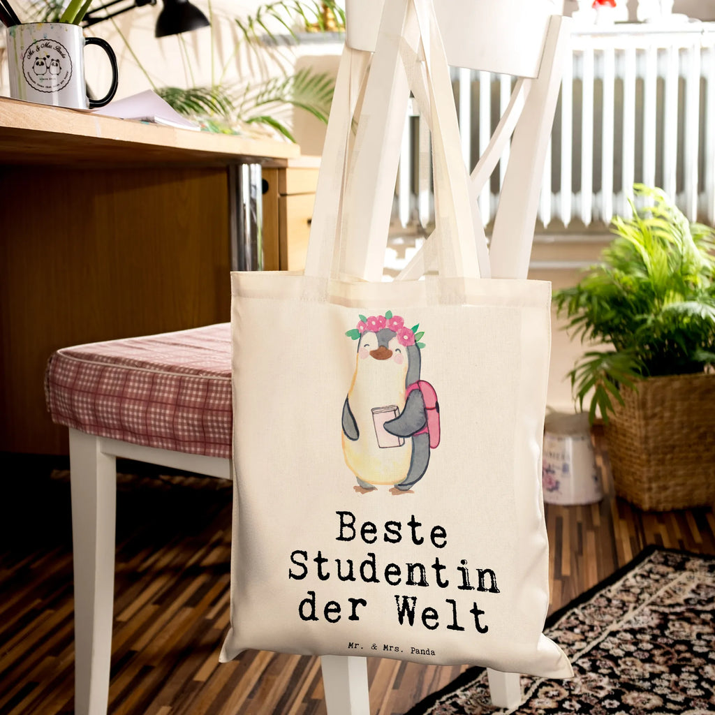 Tragetasche Pinguin Beste Studentin der Welt Beuteltasche, Beutel, Einkaufstasche, Jutebeutel, Stoffbeutel, Tasche, Shopper, Umhängetasche, Strandtasche, Schultertasche, Stofftasche, Tragetasche, Badetasche, Jutetasche, Einkaufstüte, Laptoptasche, für, Dankeschön, Geschenk, Schenken, Geburtstag, Geburtstagsgeschenk, Geschenkidee, Danke, Bedanken, Mitbringsel, Freude machen, Geschenktipp, Studentin, Studium, Tochter, Spaß, Musterschülerin, lustig, Studienabschluss, witzig, Universität, Abschluss, Alumni, Uni, Studenten, Hochschule