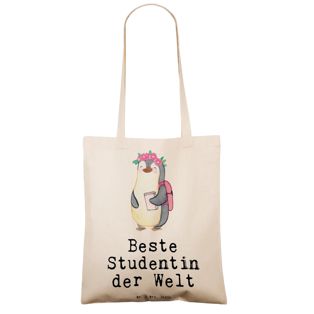 Tragetasche Pinguin Beste Studentin der Welt Beuteltasche, Beutel, Einkaufstasche, Jutebeutel, Stoffbeutel, Tasche, Shopper, Umhängetasche, Strandtasche, Schultertasche, Stofftasche, Tragetasche, Badetasche, Jutetasche, Einkaufstüte, Laptoptasche, für, Dankeschön, Geschenk, Schenken, Geburtstag, Geburtstagsgeschenk, Geschenkidee, Danke, Bedanken, Mitbringsel, Freude machen, Geschenktipp, Studentin, Studium, Tochter, Spaß, Musterschülerin, lustig, Studienabschluss, witzig, Universität, Abschluss, Alumni, Uni, Studenten, Hochschule