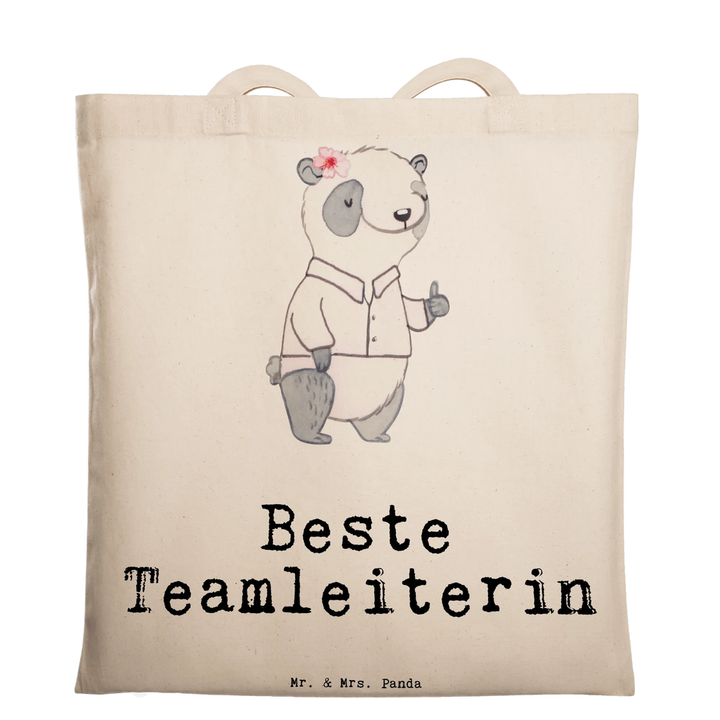 Tragetasche Panda Beste Teamleiterin Beuteltasche, Beutel, Einkaufstasche, Jutebeutel, Stoffbeutel, Tasche, Shopper, Umhängetasche, Strandtasche, Schultertasche, Stofftasche, Tragetasche, Badetasche, Jutetasche, Einkaufstüte, Laptoptasche, für, Dankeschön, Geschenk, Schenken, Geburtstag, Geburtstagsgeschenk, Geschenkidee, Danke, Bedanken, Mitbringsel, Freude machen, Geschenktipp, Teamleiterin, Seminarleiterin, Gruppenleiterin, Leiterin, Kollegin, Chefin, Vorgesetzte, Abschied, Abschiedsgeschenk, Ruhestand