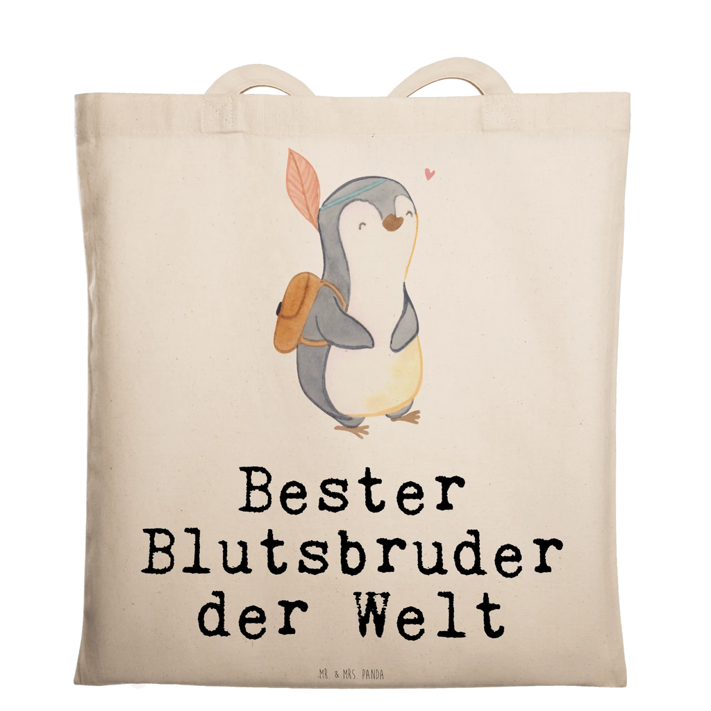 Tragetasche Pinguin Bester Blutsbruder der Welt Beuteltasche, Beutel, Einkaufstasche, Jutebeutel, Stoffbeutel, Tasche, Shopper, Umhängetasche, Strandtasche, Schultertasche, Stofftasche, Tragetasche, Badetasche, Jutetasche, Einkaufstüte, Laptoptasche, für, Dankeschön, Geschenk, Schenken, Geburtstag, Geburtstagsgeschenk, Geschenkidee, Danke, Bedanken, Mitbringsel, Freude machen, Geschenktipp, Blutsbruder, Blutsgeschwister, Freund, Brüder, Geschwister, Bruderherz, Brother, Familie, Kleinigkeit, Bester, Sido