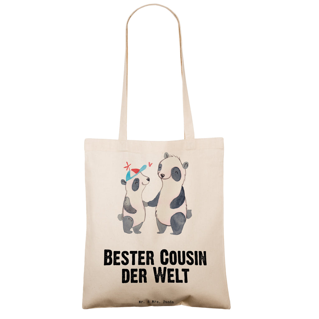 Tragetasche Panda Bester Cousin der Welt Beuteltasche, Beutel, Einkaufstasche, Jutebeutel, Stoffbeutel, Tasche, Shopper, Umhängetasche, Strandtasche, Schultertasche, Stofftasche, Tragetasche, Badetasche, Jutetasche, Einkaufstüte, Laptoptasche, für, Dankeschön, Geschenk, Schenken, Geburtstag, Geburtstagsgeschenk, Geschenkidee, Danke, Bedanken, Mitbringsel, Freude machen, Geschenktipp, Cousin, Kousin, Vetter, Sohn von Onkel, Sohn von Tante, Familie, Verwandtschaft, Cousine