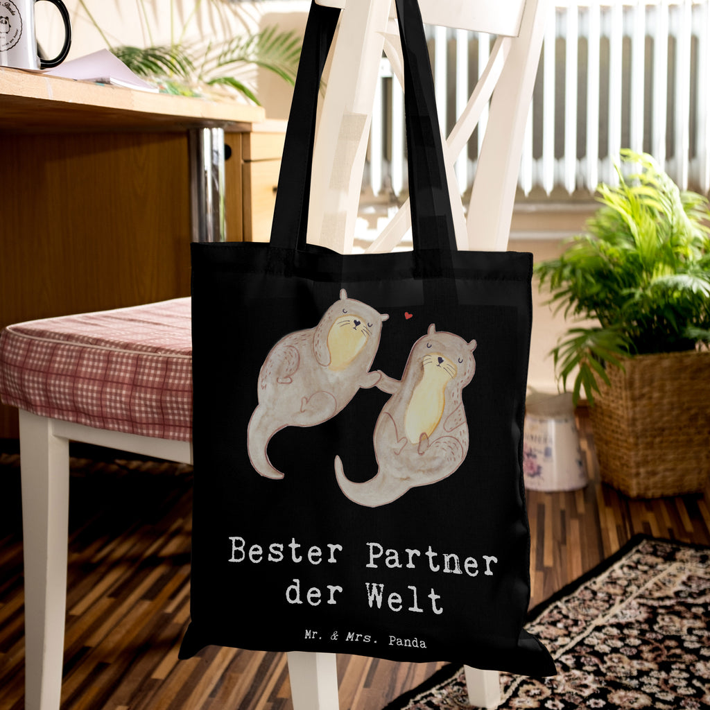 Tragetasche Otter Bester Partner der Welt Beuteltasche, Beutel, Einkaufstasche, Jutebeutel, Stoffbeutel, Tasche, Shopper, Umhängetasche, Strandtasche, Schultertasche, Stofftasche, Tragetasche, Badetasche, Jutetasche, Einkaufstüte, Laptoptasche, für, Dankeschön, Geschenk, Schenken, Geburtstag, Geburtstagsgeschenk, Geschenkidee, Danke, Bedanken, Mitbringsel, Freude machen, Geschenktipp, Partner, Ehepartner, Mann, Frau, Ehefrau, Ehemann. Freundin, Freund, Lebensgefährte, Paar, Liebe