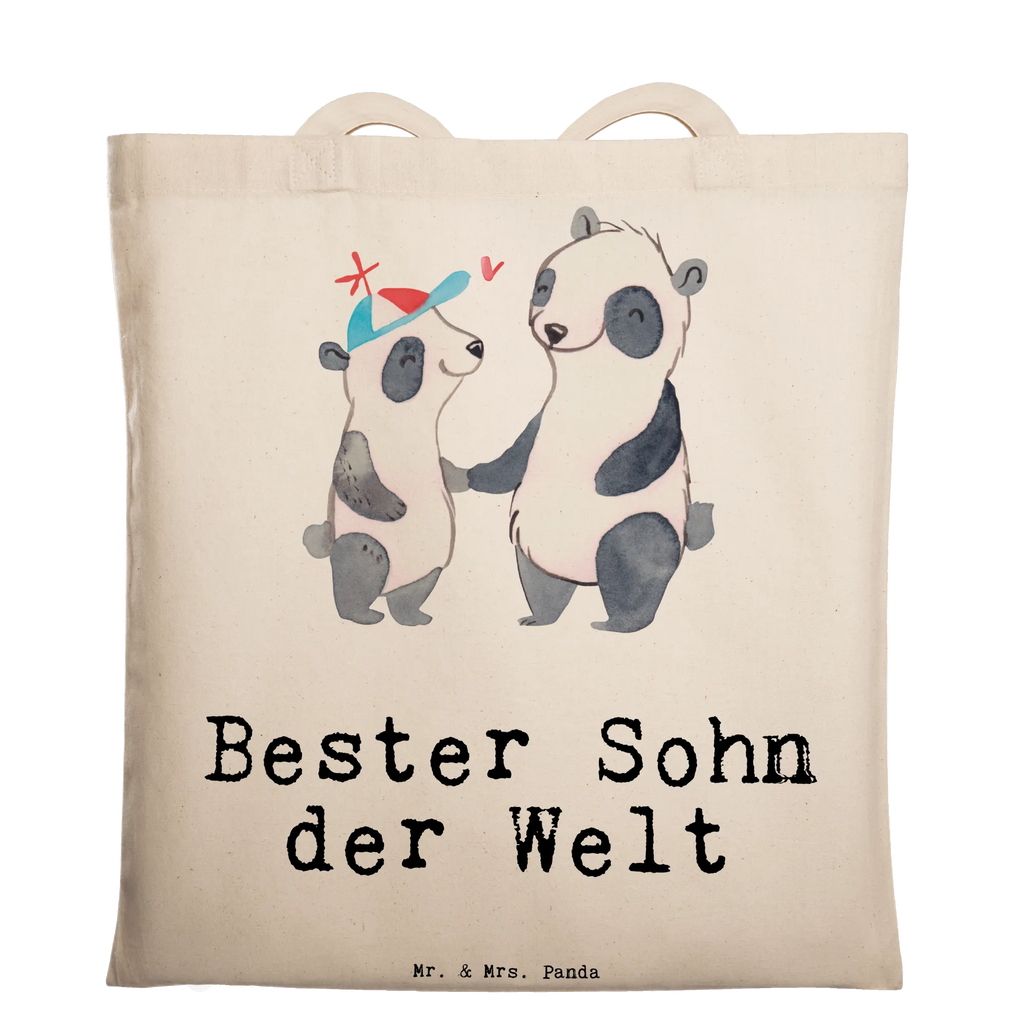 Tragetasche Panda Bester Sohn der Welt Beuteltasche, Beutel, Einkaufstasche, Jutebeutel, Stoffbeutel, Tasche, Shopper, Umhängetasche, Strandtasche, Schultertasche, Stofftasche, Tragetasche, Badetasche, Jutetasche, Einkaufstüte, Laptoptasche, für, Dankeschön, Geschenk, Schenken, Geburtstag, Geburtstagsgeschenk, Geschenkidee, Danke, Bedanken, Mitbringsel, Freude machen, Geschenktipp, Sohn, Sohnemann, Söhnchen, Bube, Bub, Nachwuchs, Nachkomme, Kind, Familie, Vater, Belohnung