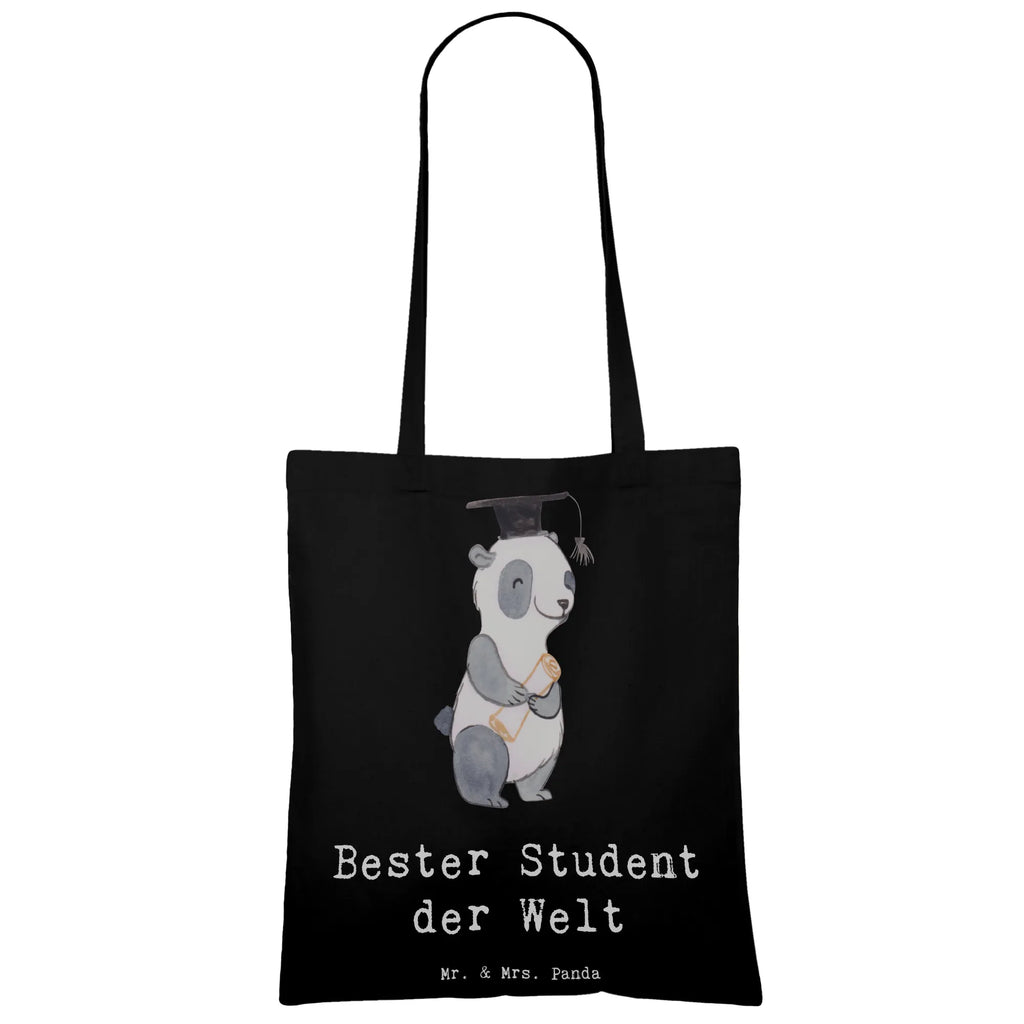 Tragetasche Panda Bester Student der Welt Beuteltasche, Beutel, Einkaufstasche, Jutebeutel, Stoffbeutel, Tasche, Shopper, Umhängetasche, Strandtasche, Schultertasche, Stofftasche, Tragetasche, Badetasche, Jutetasche, Einkaufstüte, Laptoptasche, für, Dankeschön, Geschenk, Schenken, Geburtstag, Geburtstagsgeschenk, Geschenkidee, Danke, Bedanken, Mitbringsel, Freude machen, Geschenktipp, Student, Studium, Sohn, Spaß, Musterschüler, lustig, Studienabschluss, witzig, Universität, Abschluss, Alumni, Uni, Studenten, Hochschule