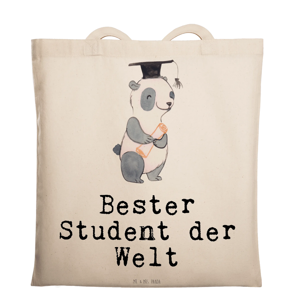 Tragetasche Panda Bester Student der Welt Beuteltasche, Beutel, Einkaufstasche, Jutebeutel, Stoffbeutel, Tasche, Shopper, Umhängetasche, Strandtasche, Schultertasche, Stofftasche, Tragetasche, Badetasche, Jutetasche, Einkaufstüte, Laptoptasche, für, Dankeschön, Geschenk, Schenken, Geburtstag, Geburtstagsgeschenk, Geschenkidee, Danke, Bedanken, Mitbringsel, Freude machen, Geschenktipp, Student, Studium, Sohn, Spaß, Musterschüler, lustig, Studienabschluss, witzig, Universität, Abschluss, Alumni, Uni, Studenten, Hochschule