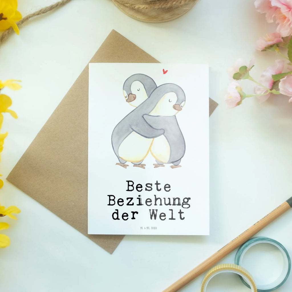 Grußkarte Pinguin Beste Beziehung der Welt Grußkarte, Klappkarte, Einladungskarte, Glückwunschkarte, Hochzeitskarte, Geburtstagskarte, Karte, Ansichtskarten, für, Dankeschön, Geschenk, Schenken, Geburtstag, Geburtstagsgeschenk, Geschenkidee, Danke, Bedanken, Mitbringsel, Freude machen, Geschenktipp, Beziehung, Zusammen sein, Miteinander gehen, Liebe, Verlieb, Liebesgeschenk