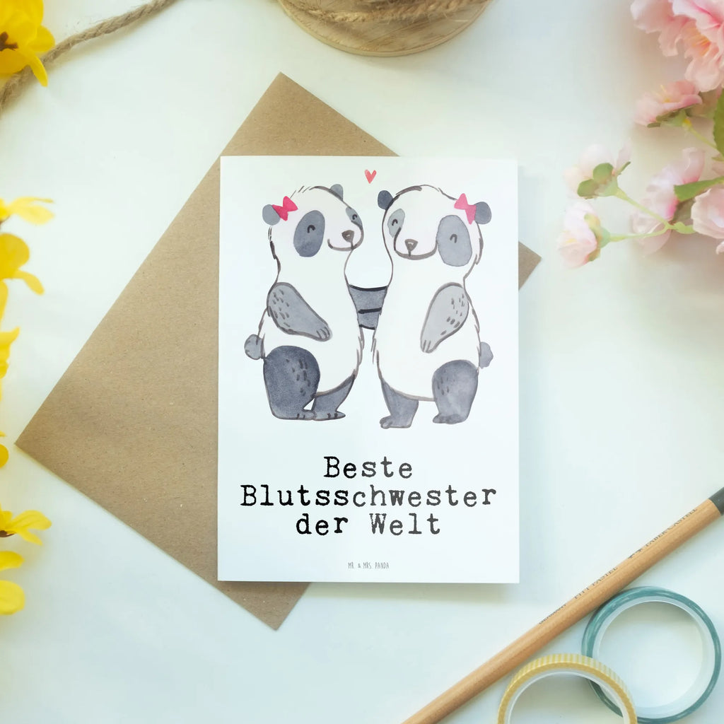 Grußkarte Panda Beste Blutsschwester der Welt Grußkarte, Klappkarte, Einladungskarte, Glückwunschkarte, Hochzeitskarte, Geburtstagskarte, Karte, Ansichtskarten, für, Dankeschön, Geschenk, Schenken, Geburtstag, Geburtstagsgeschenk, Geschenkidee, Danke, Bedanken, Mitbringsel, Freude machen, Geschenktipp, Blutsschwester, Blutsgeschwister, Freundin, Bae, Schwestern, Schwester, Geschwister, Schwesterherz, Sister, Familie, Kleinigkeit, Beste, Tochter, Liebe