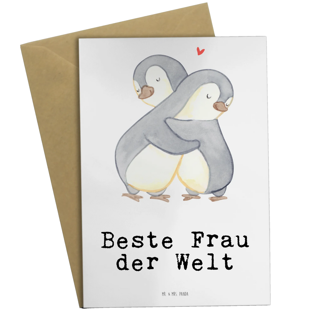 Grußkarte Pinguin Beste Frau der Welt Grußkarte, Klappkarte, Einladungskarte, Glückwunschkarte, Hochzeitskarte, Geburtstagskarte, Karte, Ansichtskarten, für, Dankeschön, Geschenk, Schenken, Geburtstag, Geburtstagsgeschenk, Geschenkidee, Danke, Bedanken, Mitbringsel, Freude machen, Geschenktipp, Beste, Frau, Ehefrau, Partnerin, Freundin, Traumfrau, Liebling, Ehepartner, Ehe, Gattin, Lebensgefährtin, Braut, Kleinigkeit