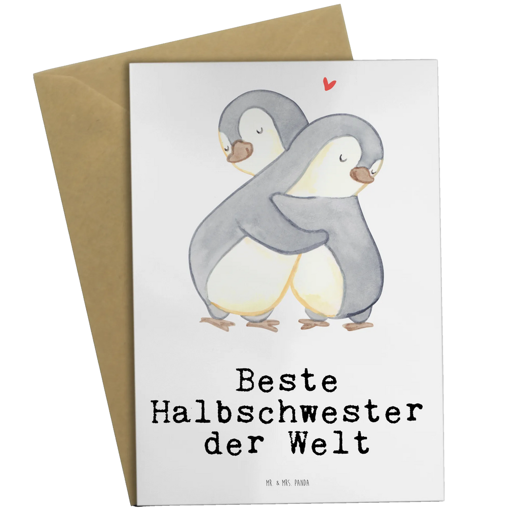 Grußkarte Pinguin Beste Halbschwester der Welt Grußkarte, Klappkarte, Einladungskarte, Glückwunschkarte, Hochzeitskarte, Geburtstagskarte, Karte, Ansichtskarten, für, Dankeschön, Geschenk, Schenken, Geburtstag, Geburtstagsgeschenk, Geschenkidee, Danke, Bedanken, Mitbringsel, Freude machen, Geschenktipp, Halbschwester, Stiefschwester, Stiefgeschwister, Schwestern, Schwester, Geschwister, Schwesterherz, Sister, Familie, Kleinigkeit, Beste, Tochter, Liebe, Kinder