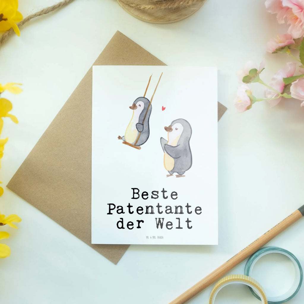 Grußkarte Pinguin Beste Patentante der Welt Grußkarte, Klappkarte, Einladungskarte, Glückwunschkarte, Hochzeitskarte, Geburtstagskarte, Karte, Ansichtskarten, für, Dankeschön, Geschenk, Schenken, Geburtstag, Geburtstagsgeschenk, Geschenkidee, Danke, Bedanken, Mitbringsel, Freude machen, Geschenktipp, Patentante, Paten Tante, Lieblingstante, Taufpartner, Taufe, Familie, Kleinigkeit, Nichte, Neffe