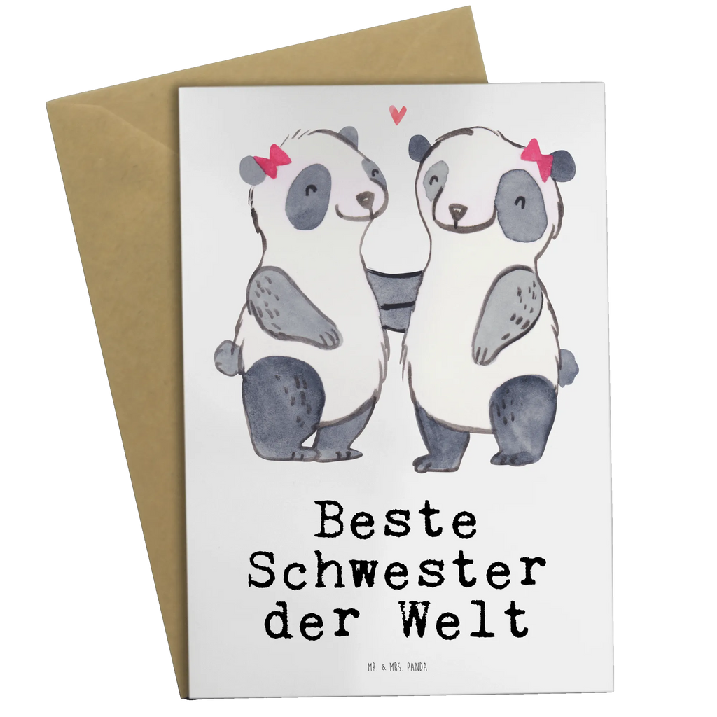 Grußkarte Panda Beste Schwester der Welt Grußkarte, Klappkarte, Einladungskarte, Glückwunschkarte, Hochzeitskarte, Geburtstagskarte, Karte, Ansichtskarten, für, Dankeschön, Geschenk, Schenken, Geburtstag, Geburtstagsgeschenk, Geschenkidee, Danke, Bedanken, Mitbringsel, Freude machen, Geschenktipp, Schwestern, Schwester, Geschwister, Schwesterherz, Sister, Familie, Kleinigkeit, Beste, Tochter, Liebe, Kinder