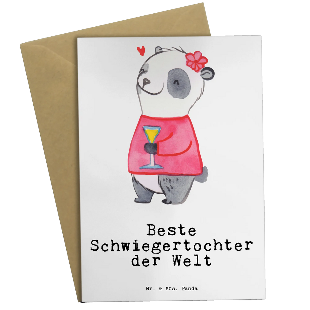 Grußkarte Panda Beste Schwiegertochter der Welt Grußkarte, Klappkarte, Einladungskarte, Glückwunschkarte, Hochzeitskarte, Geburtstagskarte, Karte, Ansichtskarten, für, Dankeschön, Geschenk, Schenken, Geburtstag, Geburtstagsgeschenk, Geschenkidee, Danke, Bedanken, Mitbringsel, Freude machen, Geschenktipp, Schwiegertochter, Tochter, Ehefrau des Sohns, Frau, angeheiratet, Hochzeit