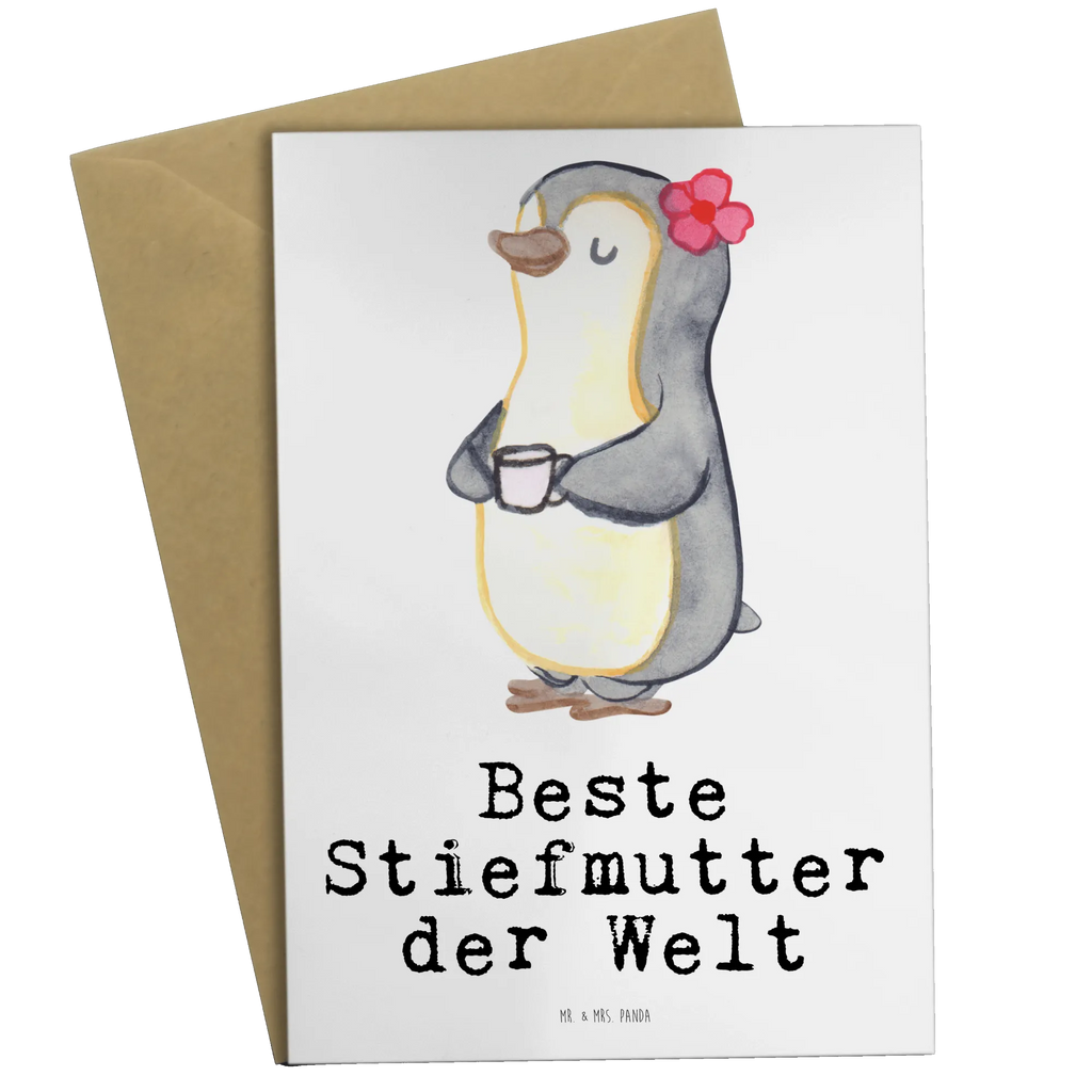 Grußkarte Pinguin Beste Stiefmutter der Welt Grußkarte, Klappkarte, Einladungskarte, Glückwunschkarte, Hochzeitskarte, Geburtstagskarte, Karte, Ansichtskarten, für, Dankeschön, Geschenk, Schenken, Geburtstag, Geburtstagsgeschenk, Geschenkidee, Danke, Bedanken, Mitbringsel, Freude machen, Geschenktipp, Stiefmutter, Stief Mutter, Stiefmama, Mami, Mutter, Muttertag, Mutti, Mama, Tochter, Sohn, Beste