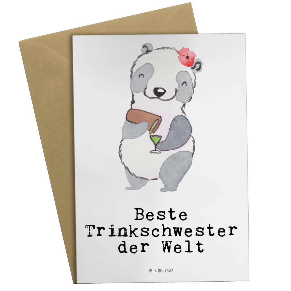 Grußkarte Panda Beste Trinkschwester der Welt Grußkarte, Klappkarte, Einladungskarte, Glückwunschkarte, Hochzeitskarte, Geburtstagskarte, Karte, für, Dankeschön, Geschenk, Schenken, Geburtstag, Geburtstagsgeschenk, Geschenkidee, Danke, Bedanken, Mitbringsel, Freude machen, Geschenktipp, Trinkschwester, Saufschwester, Schwester, Sister, Freundin, Party, Bae, Trinken, Alkohol, Wochenende, Kleinigkeit, Sister from another Mister