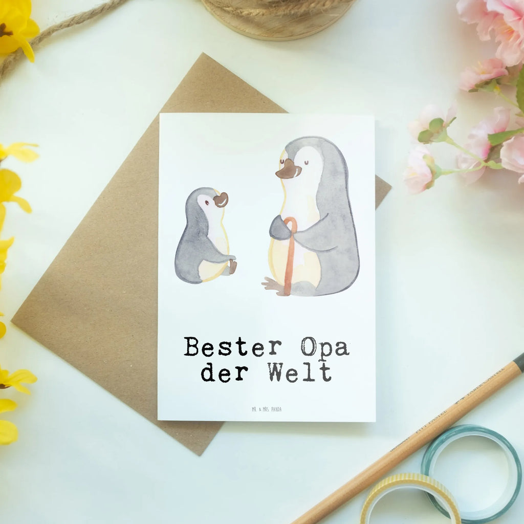 Grußkarte Pinguin Bester Opa der Welt Grußkarte, Klappkarte, Einladungskarte, Glückwunschkarte, Hochzeitskarte, Geburtstagskarte, Karte, Ansichtskarten, für, Dankeschön, Geschenk, Schenken, Geburtstag, Geburtstagsgeschenk, Geschenkidee, Danke, Bedanken, Mitbringsel, Freude machen, Geschenktipp, Großvater, Grossvater, Opa, Opi. Großpapa, Großeltern, Enkel, Enkelin, Enkelkind, Kleinigkeit, Oppa, Oppi, Bester