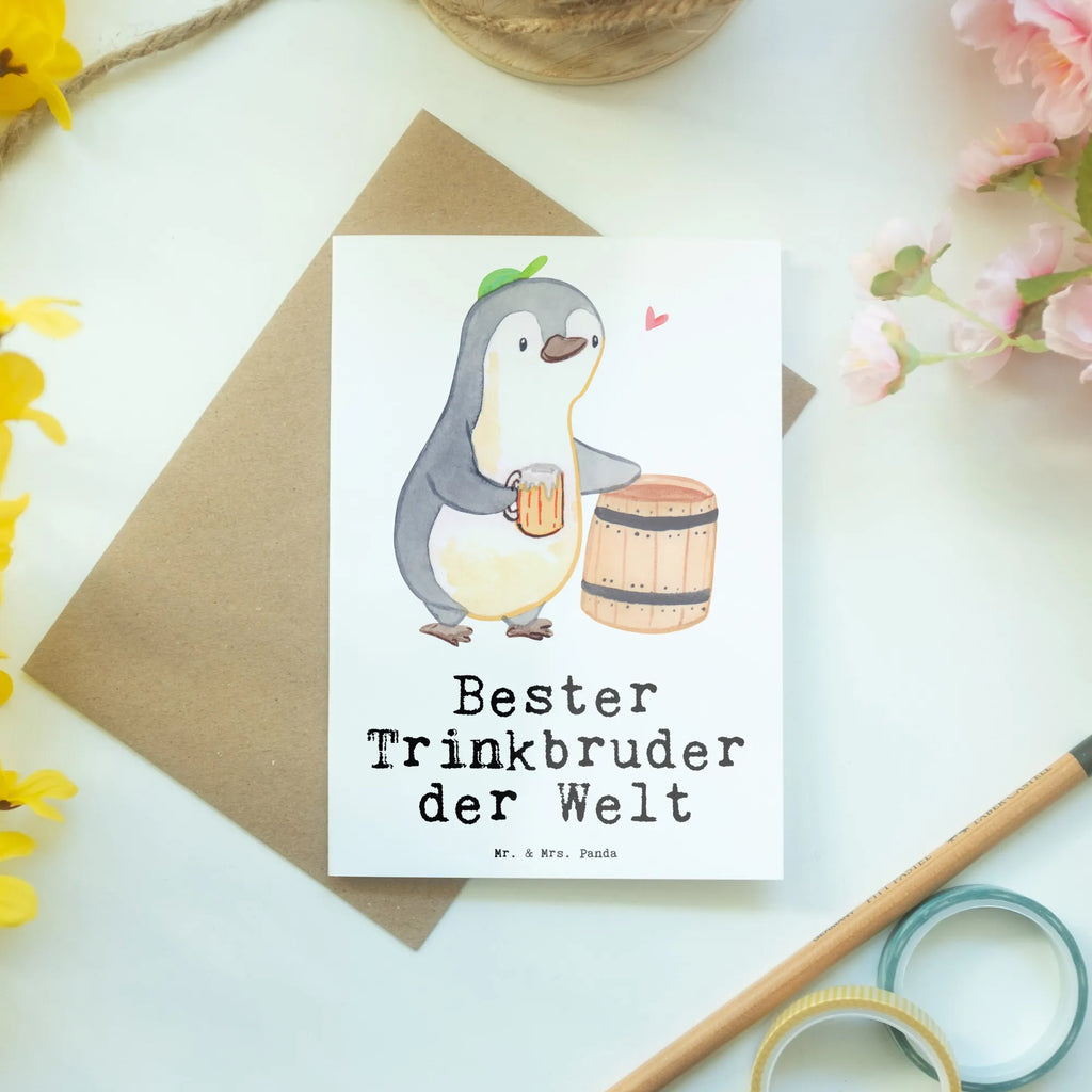 Grußkarte Pinguin Bester Trinkbruder der Welt Grußkarte, Klappkarte, Einladungskarte, Glückwunschkarte, Hochzeitskarte, Geburtstagskarte, Karte, Ansichtskarten, für, Dankeschön, Geschenk, Schenken, Geburtstag, Geburtstagsgeschenk, Geschenkidee, Danke, Bedanken, Mitbringsel, Freude machen, Geschenktipp, Trinkbruder, Trinkkumpel, Kumpel, Saufkumpane, Kumpane, Trinken, Party, Kleinigkeit