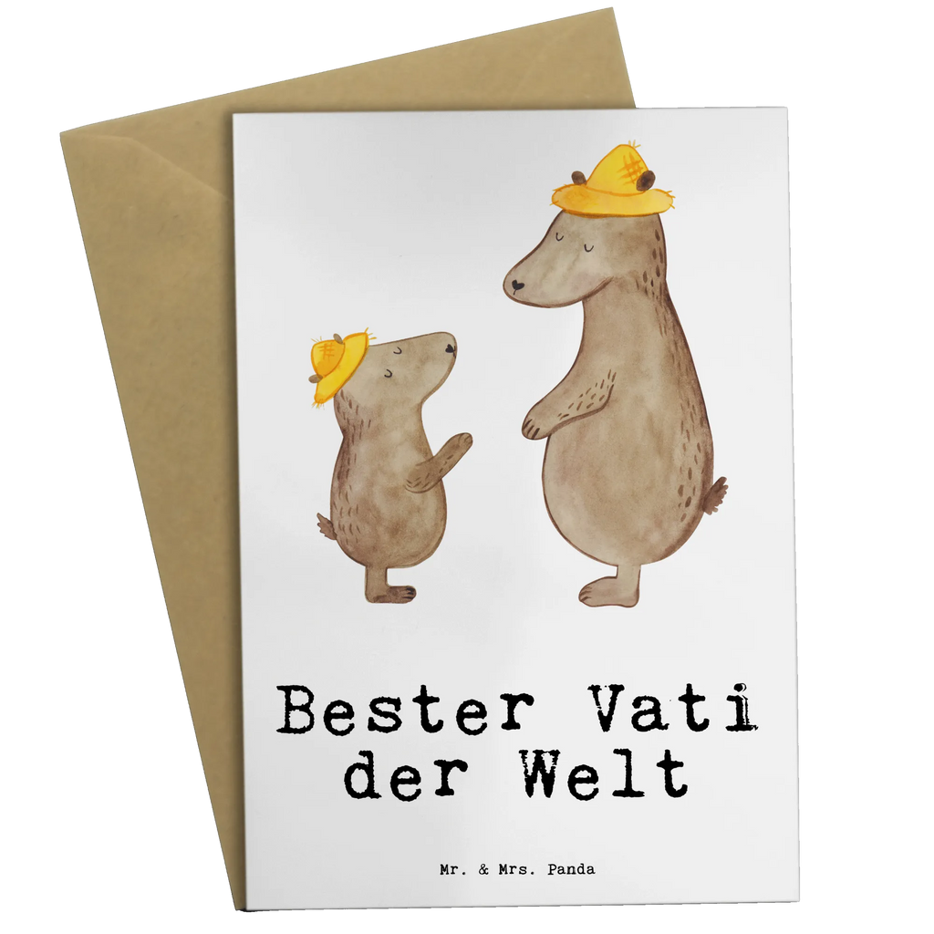 Grußkarte Bär Bester Vati der Welt Grußkarte, Klappkarte, Einladungskarte, Glückwunschkarte, Hochzeitskarte, Geburtstagskarte, Karte, Ansichtskarten, für, Dankeschön, Geschenk, Schenken, Geburtstag, Geburtstagsgeschenk, Geschenkidee, Danke, Bedanken, Mitbringsel, Freude machen, Geschenktipp, Vater, Papa, Dad, Daddy, Paps, Papi, Vati, Eltern, Geschenk Vater, Mann, Familie, Bester, Kleinigkeit