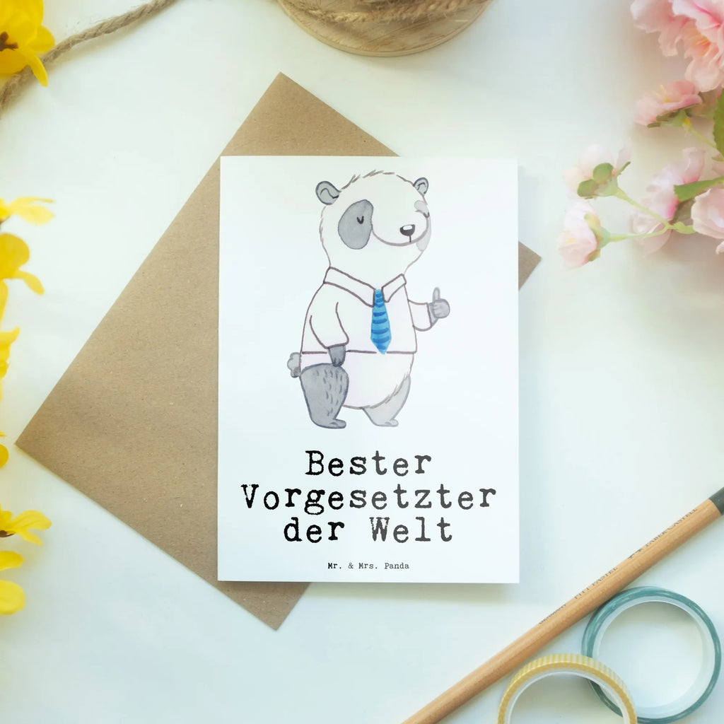 Grußkarte Panda Bester Vorgesetzter der Welt Grußkarte, Klappkarte, Einladungskarte, Glückwunschkarte, Hochzeitskarte, Geburtstagskarte, Karte, Ansichtskarten, für, Dankeschön, Geschenk, Schenken, Geburtstag, Geburtstagsgeschenk, Geschenkidee, Danke, Bedanken, Mitbringsel, Freude machen, Geschenktipp, Chef, Boss, Abschiedsgeschenk, Abteilungsleiter, Kollege, Vorgesetzter, Vorgesetzte, Arbeit, Leiter, Arbeitgeber, Führungskraft