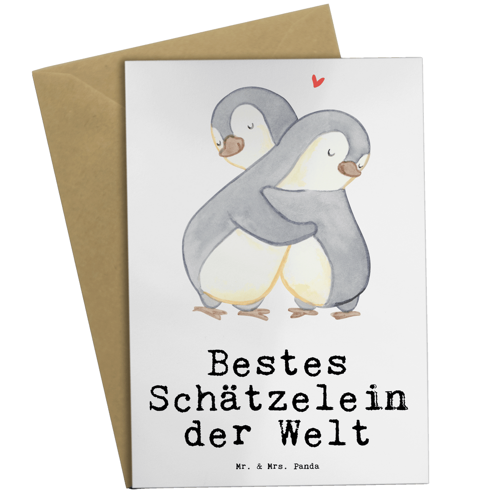 Grußkarte Pinguin Bestes Schätzelein der Welt Grußkarte, Klappkarte, Einladungskarte, Glückwunschkarte, Hochzeitskarte, Geburtstagskarte, Karte, Ansichtskarten, für, Dankeschön, Geschenk, Schenken, Geburtstag, Geburtstagsgeschenk, Geschenkidee, Danke, Bedanken, Mitbringsel, Freude machen, Geschenktipp, Schätzelein, Schätzchen, Schatz, Schatzi, Ehemann, Ehefrau, Freundin, Freund, Frau, Mann, Kosename, Hochzeitstag