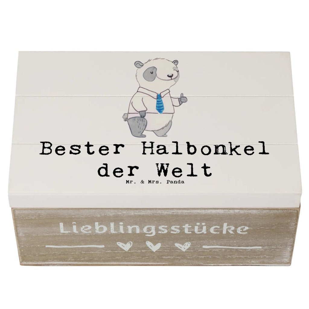 Holzkiste Panda Bester Halbonkel der Welt Holzkiste, Kiste, Schatzkiste, Truhe, Schatulle, XXL, Erinnerungsbox, Erinnerungskiste, Dekokiste, Aufbewahrungsbox, Geschenkbox, Geschenkdose, für, Dankeschön, Geschenk, Schenken, Geburtstag, Geburtstagsgeschenk, Geschenkidee, Danke, Bedanken, Mitbringsel, Freude machen, Geschenktipp, Onkel, bester Onkel, Halbonkel, Stiefonkel, Stief, Stiefgeschwister, Familie, Kleinigkeit