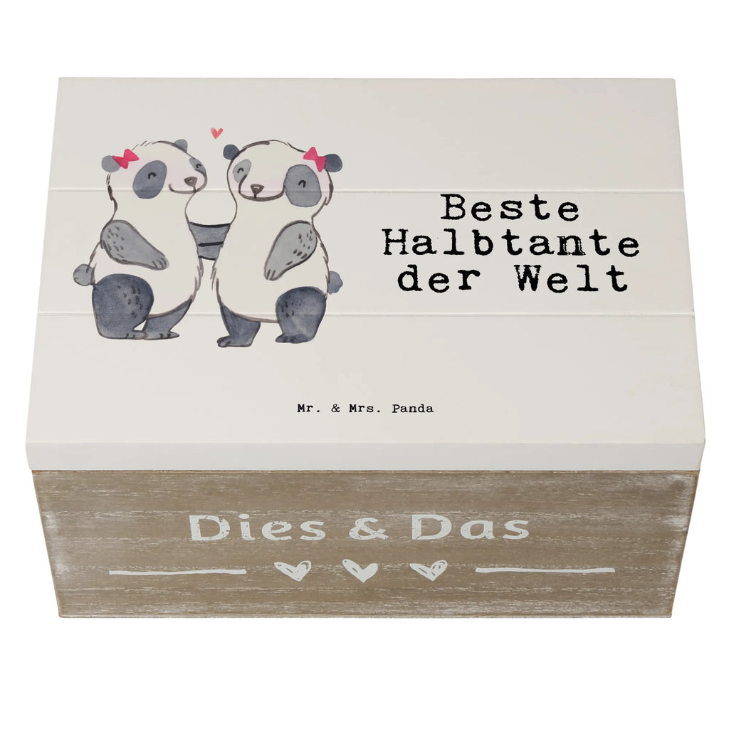 Holzkiste Panda Beste Halbtante der Welt Holzkiste, Kiste, Schatzkiste, Truhe, Schatulle, XXL, Erinnerungsbox, Erinnerungskiste, Dekokiste, Aufbewahrungsbox, Geschenkbox, Geschenkdose, für, Dankeschön, Geschenk, Schenken, Geburtstag, Geburtstagsgeschenk, Geschenkidee, Danke, Bedanken, Mitbringsel, Freude machen, Geschenktipp, Halbtante, Tante, beste Tante, Stieftante, Stief, Stiefgeschwister, Familie, Kleinigkeit