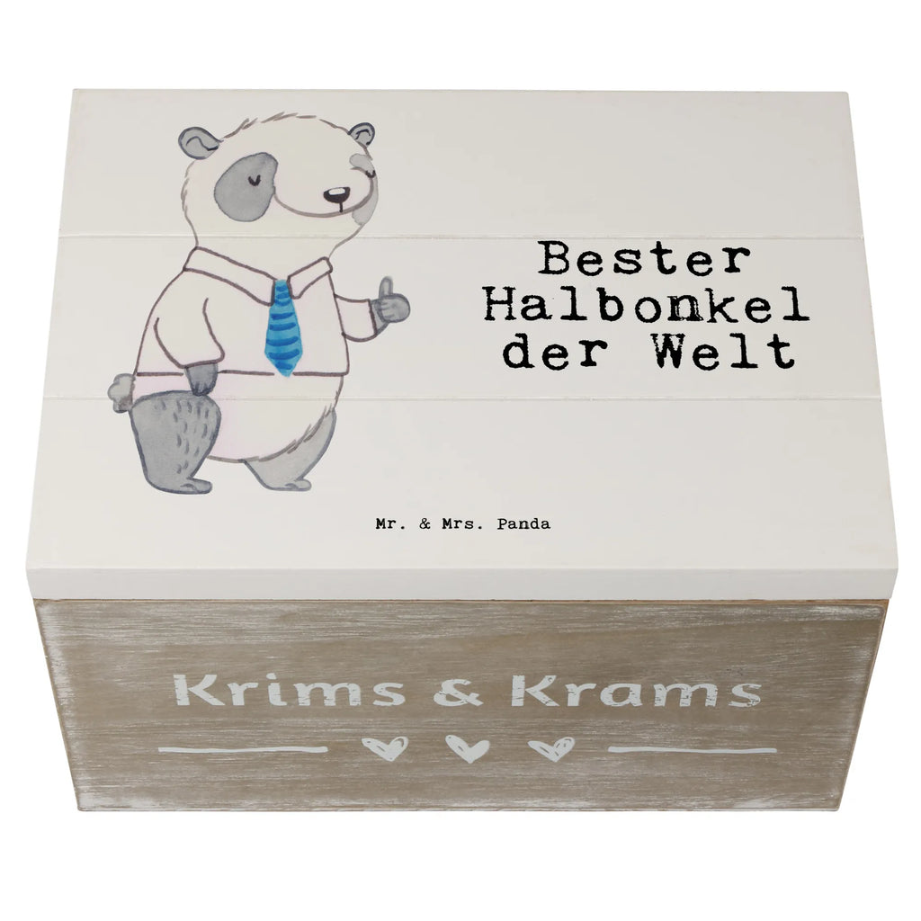 Holzkiste Panda Bester Halbonkel der Welt Holzkiste, Kiste, Schatzkiste, Truhe, Schatulle, XXL, Erinnerungsbox, Erinnerungskiste, Dekokiste, Aufbewahrungsbox, Geschenkbox, Geschenkdose, für, Dankeschön, Geschenk, Schenken, Geburtstag, Geburtstagsgeschenk, Geschenkidee, Danke, Bedanken, Mitbringsel, Freude machen, Geschenktipp, Onkel, bester Onkel, Halbonkel, Stiefonkel, Stief, Stiefgeschwister, Familie, Kleinigkeit