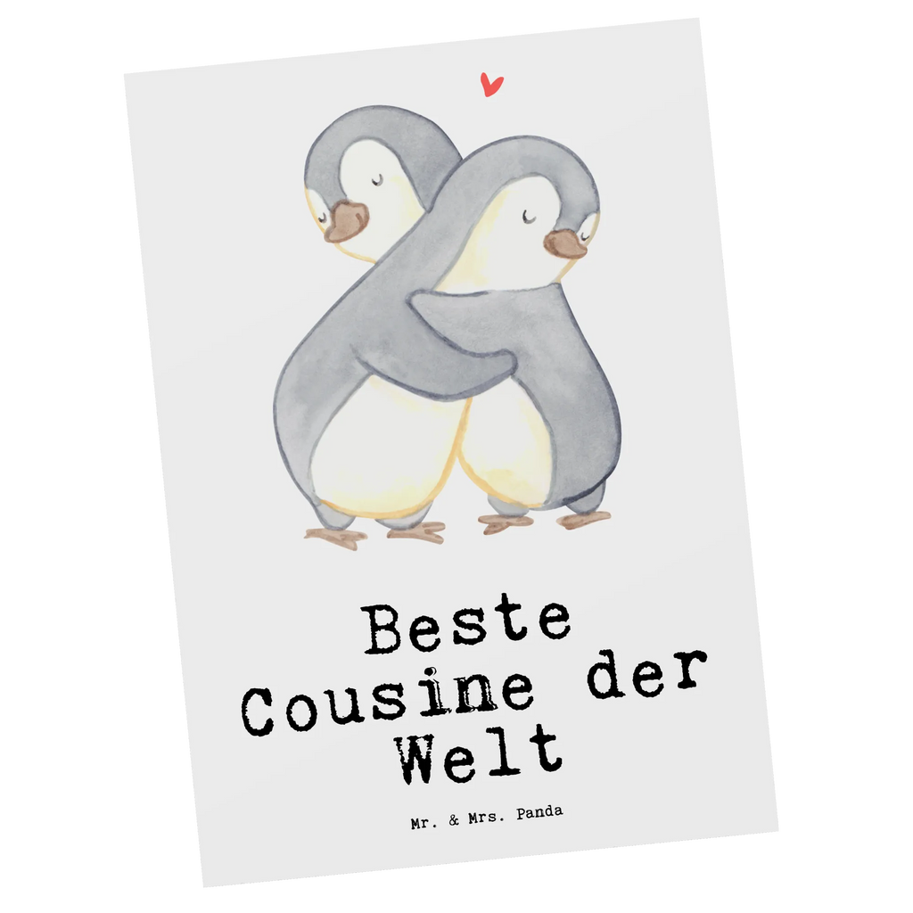 Postkarte Pinguin Beste Cousine der Welt Postkarte, Karte, Geschenkkarte, Grußkarte, Einladung, Ansichtskarte, Geburtstagskarte, Einladungskarte, Dankeskarte, Ansichtskarten, Einladung Geburtstag, Einladungskarten Geburtstag, für, Dankeschön, Geschenk, Schenken, Geburtstag, Geburtstagsgeschenk, Geschenkidee, Danke, Bedanken, Mitbringsel, Freude machen, Geschenktipp, Cousine, Kusine, Kousine, Cousinchen, Tochter von Onkel, Tochter von Tante, Familie, Verwandtschaft, Cousin