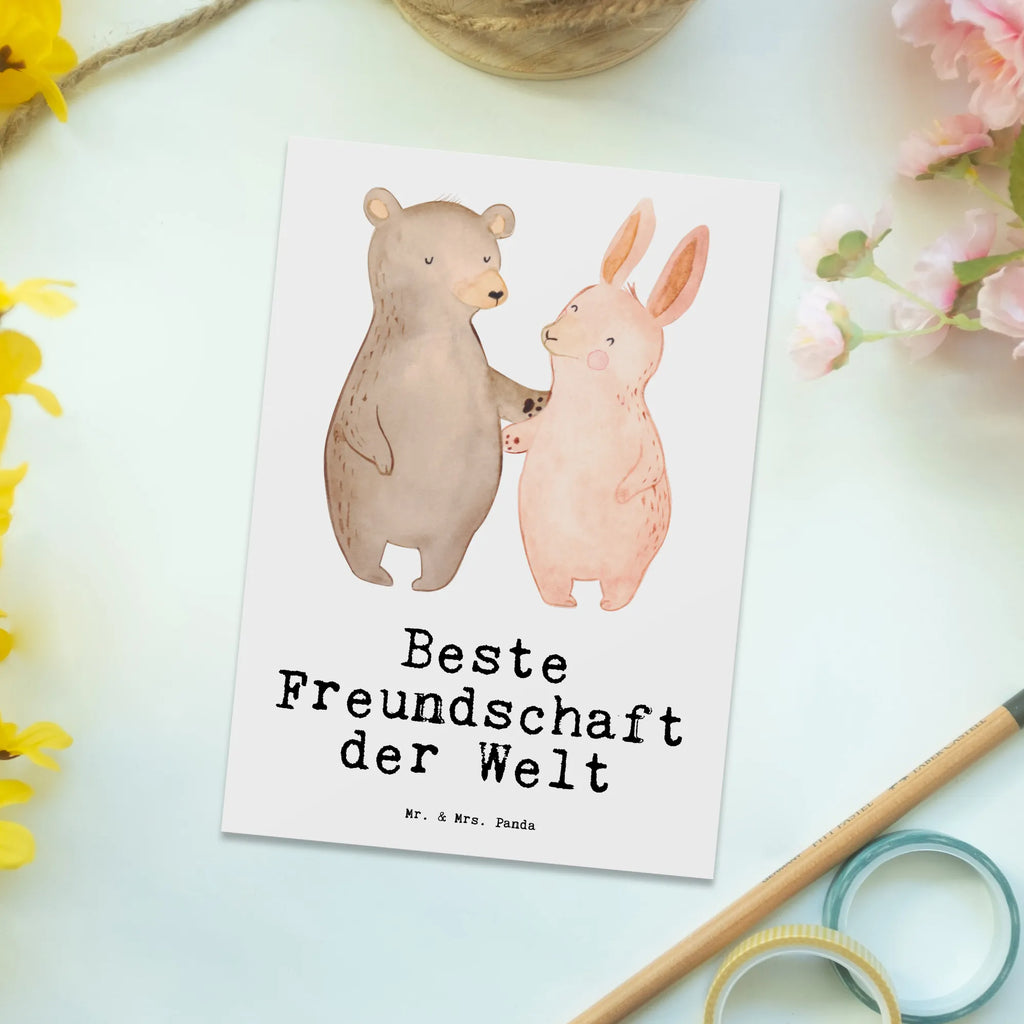 Postkarte Hase Beste Freundschaft der Welt Postkarte, Karte, Geschenkkarte, Grußkarte, Einladung, Ansichtskarte, Geburtstagskarte, Einladungskarte, Dankeskarte, Ansichtskarten, Einladung Geburtstag, Einladungskarten Geburtstag, für, Dankeschön, Geschenk, Schenken, Geburtstag, Geburtstagsgeschenk, Geschenkidee, Danke, Bedanken, Mitbringsel, Freude machen, Geschenktipp, Freundschaft, Freunde, Freunde fürs Leben, best friends, Freundin, Freund, Clique, Kumpel, bae, bff