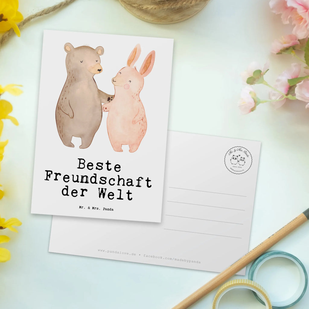 Postkarte Hase Beste Freundschaft der Welt Postkarte, Karte, Geschenkkarte, Grußkarte, Einladung, Ansichtskarte, Geburtstagskarte, Einladungskarte, Dankeskarte, Ansichtskarten, Einladung Geburtstag, Einladungskarten Geburtstag, für, Dankeschön, Geschenk, Schenken, Geburtstag, Geburtstagsgeschenk, Geschenkidee, Danke, Bedanken, Mitbringsel, Freude machen, Geschenktipp, Freundschaft, Freunde, Freunde fürs Leben, best friends, Freundin, Freund, Clique, Kumpel, bae, bff