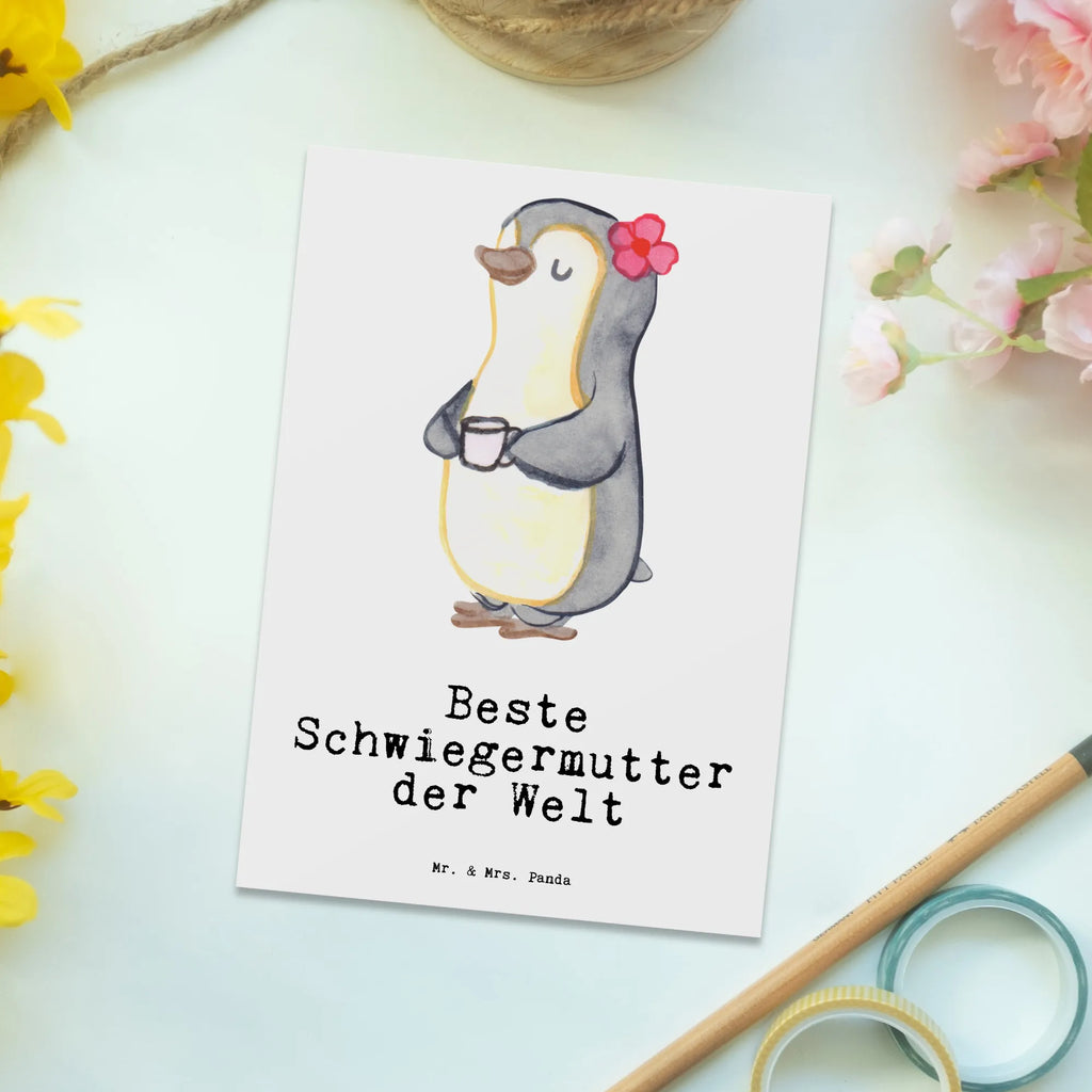 Postkarte Pinguin Beste Schwiegermutter der Welt Postkarte, Karte, Geschenkkarte, Grußkarte, Einladung, Ansichtskarte, Geburtstagskarte, Einladungskarte, Dankeskarte, Ansichtskarten, Einladung Geburtstag, Einladungskarten Geburtstag, für, Dankeschön, Geschenk, Schenken, Geburtstag, Geburtstagsgeschenk, Geschenkidee, Danke, Bedanken, Mitbringsel, Freude machen, Geschenktipp, Schwiegermutter, Schwiegermama, Schwiegereltern, Mama, Mutter, Mutter des Ehepartners, angeheiratet