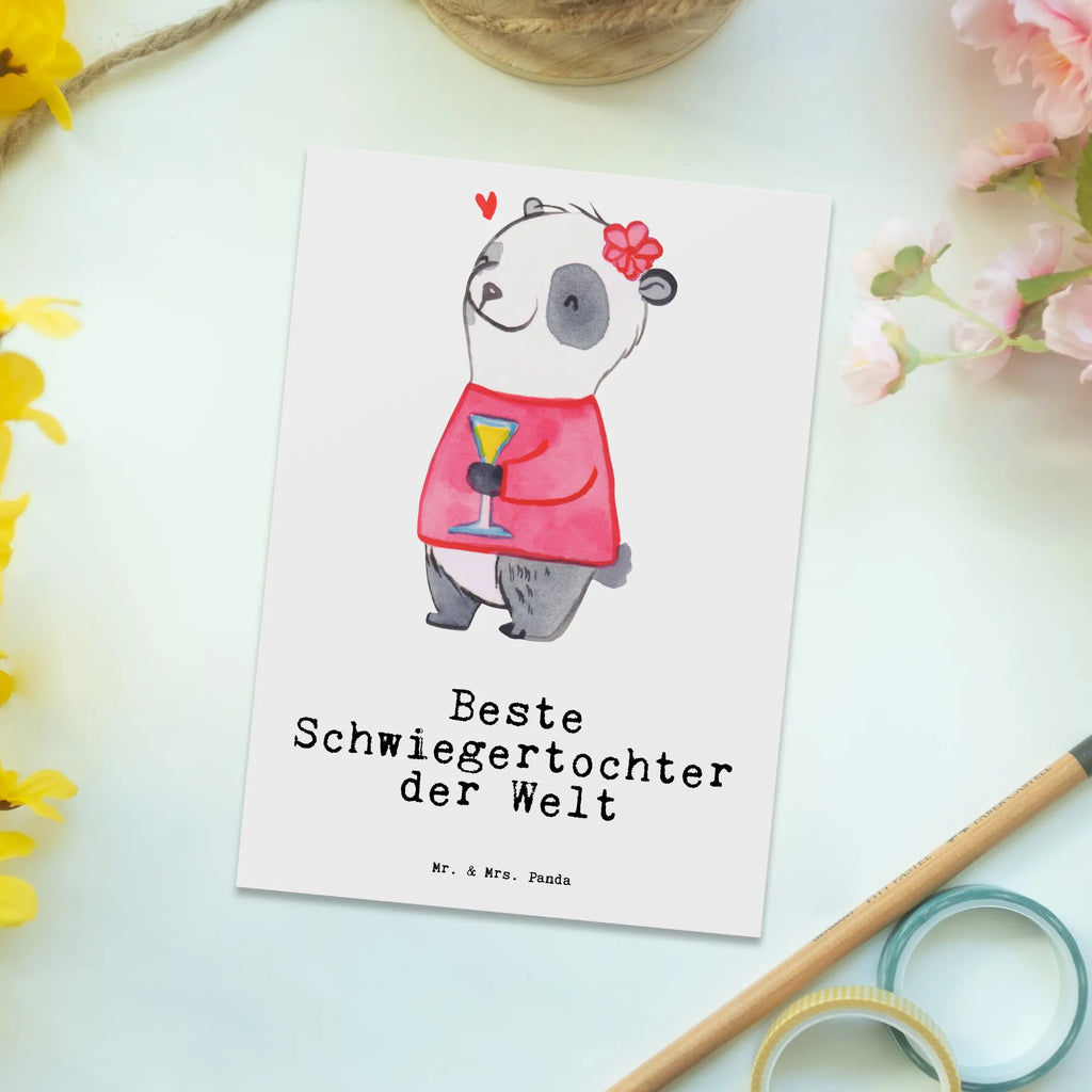 Postkarte Panda Beste Schwiegertochter der Welt Postkarte, Karte, Geschenkkarte, Grußkarte, Einladung, Ansichtskarte, Geburtstagskarte, Einladungskarte, Dankeskarte, Ansichtskarten, Einladung Geburtstag, Einladungskarten Geburtstag, für, Dankeschön, Geschenk, Schenken, Geburtstag, Geburtstagsgeschenk, Geschenkidee, Danke, Bedanken, Mitbringsel, Freude machen, Geschenktipp, Schwiegertochter, Tochter, Ehefrau des Sohns, Frau, angeheiratet, Hochzeit