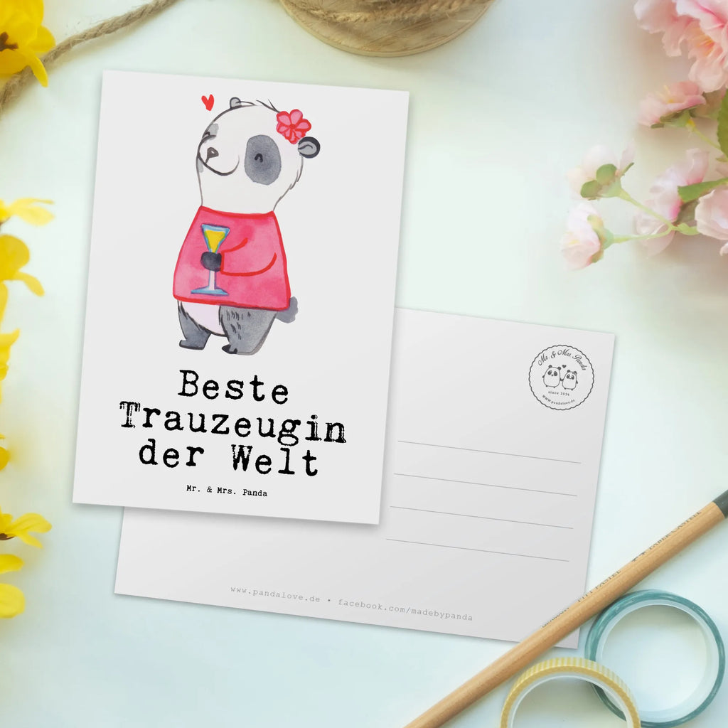 Postkarte Panda Beste Trauzeugin der Welt Postkarte, Karte, Geschenkkarte, Grußkarte, Einladung, Ansichtskarte, Geburtstagskarte, Einladungskarte, Dankeskarte, Ansichtskarten, Einladung Geburtstag, Einladungskarten Geburtstag, für, Dankeschön, Geschenk, Schenken, Geburtstag, Geburtstagsgeschenk, Geschenkidee, Danke, Bedanken, Mitbringsel, Freude machen, Geschenktipp, Trauzeugin, Trauhzeugin, Freundin, Hochzeit, Heirat, JGA, Trauung, Kirche, Standesamt, Braut