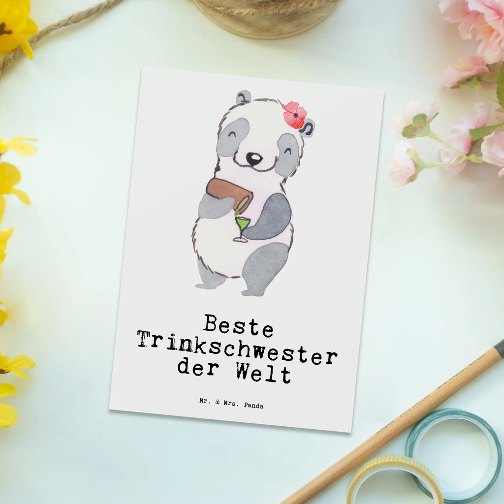 Postkarte Panda Beste Trinkschwester der Welt Postkarte, Karte, Geschenkkarte, Grußkarte, Einladung, Ansichtskarte, Geburtstagskarte, Einladungskarte, Dankeskarte, Ansichtskarten, Einladung Geburtstag, Einladungskarten Geburtstag, für, Dankeschön, Geschenk, Schenken, Geburtstag, Geburtstagsgeschenk, Geschenkidee, Danke, Bedanken, Mitbringsel, Freude machen, Geschenktipp, Trinkschwester, Saufschwester, Schwester, Sister, Freundin, Party, Bae, Trinken, Alkohol, Wochenende, Kleinigkeit, Sister from another Mister